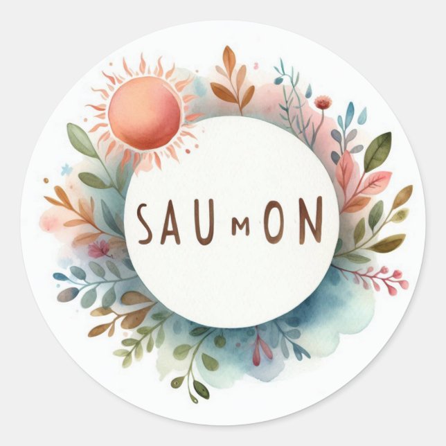 Autocollants ronds classiques (Saumon) (Devant)
