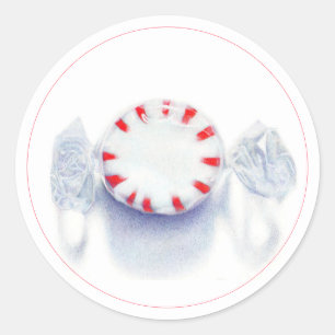 AUTOCOLLANTS RONDS DE 3" BONBON À LA MENTHE POivré