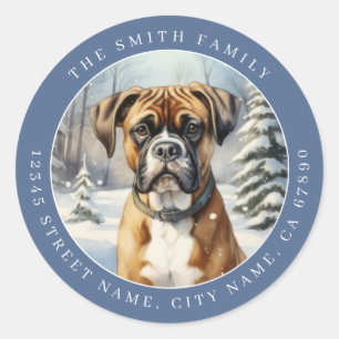 Autocollants ronds de chien Boxer