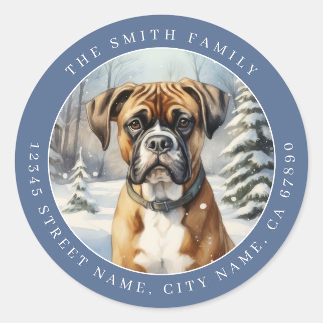 Autocollants ronds de chien Boxer (Devant)