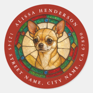 Autocollants ronds de chien Chihuahua de Noël