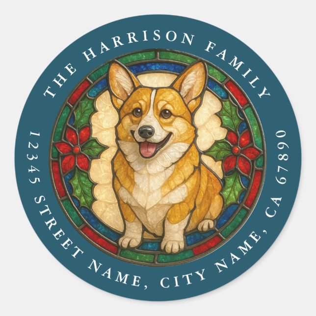 Autocollants ronds de chien Corgi (Devant)
