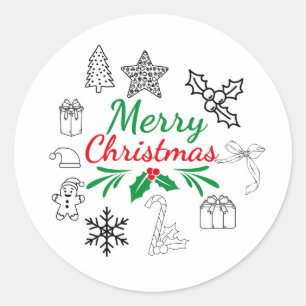 Autocollants ronds de Noël mignons
