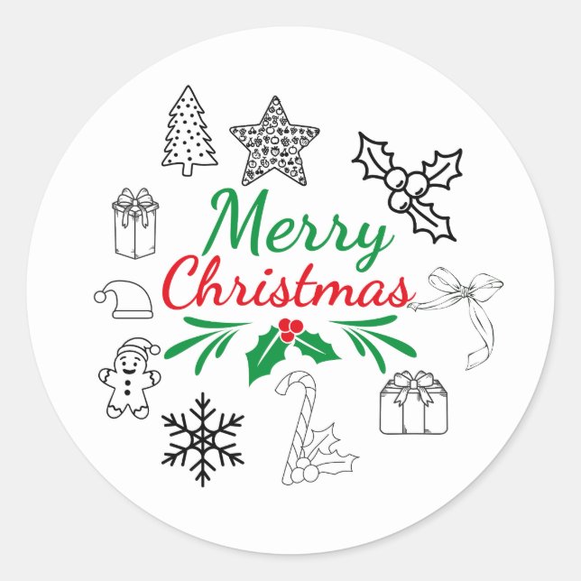 Autocollants ronds de Noël mignons (Devant)
