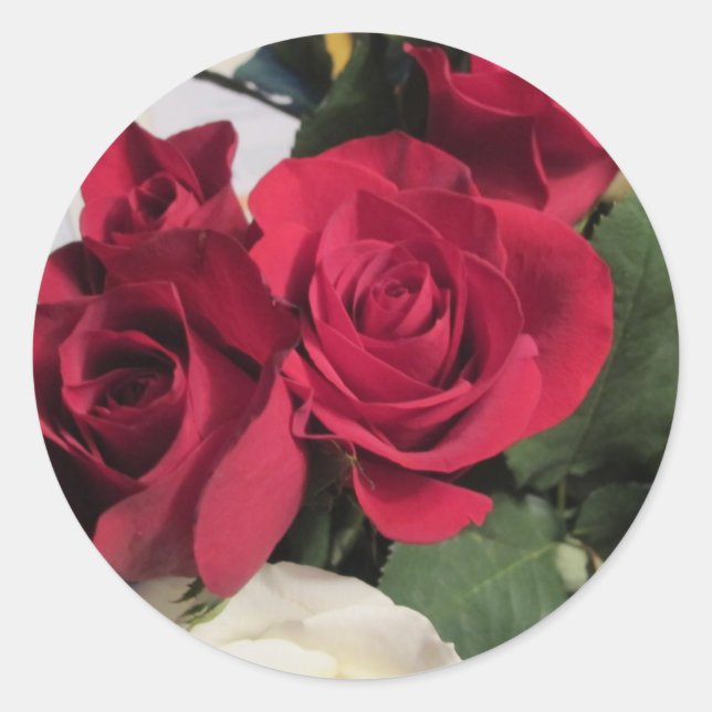 Autocollants Ronds de Rose Rouge pour Sceller des  (Devant)