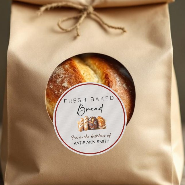 Autocollants Ronds Étiquette de Boulangerie de Pai (Custom bread sticker for homemade baked goods)