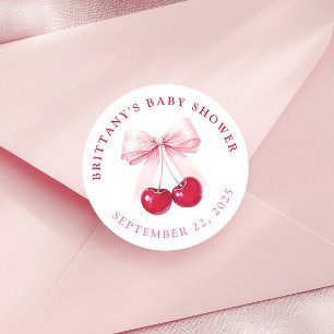 Autocollants Ronds Fête Prénatale Bébé Cerise à Ru