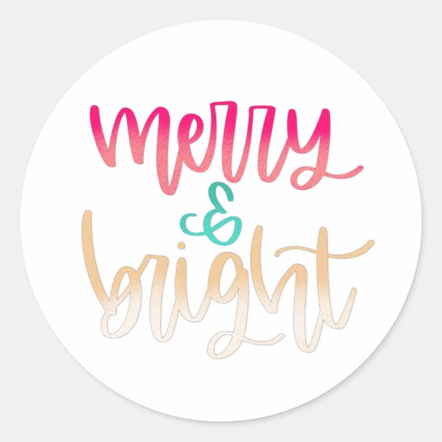 Autocollants ronds Merry & Bright (Devant)