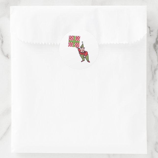 Autocollants ronds petits blancs avec elfe et cade (Sac)