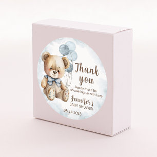 Autocollants ronds pour baby shower ours en ballon