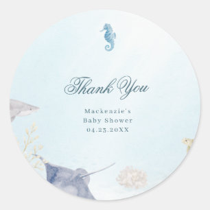 Autocollants ronds pour Baby Shower Sea You Soon R