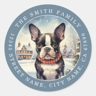 Autocollants ronds pour chien Boston Terrier
