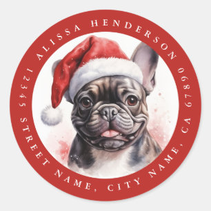 Autocollants ronds pour chien de taureau de Noël