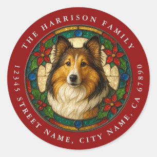 Autocollants ronds pour chien Shetland Sheepdog