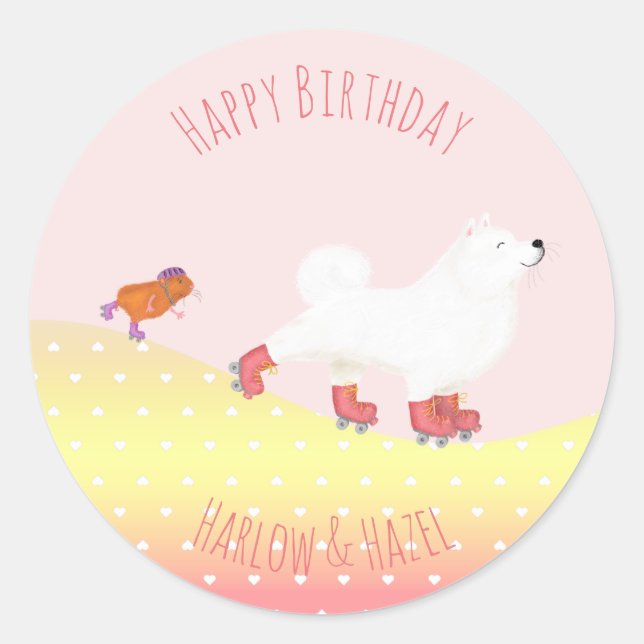 Autocollants ronds pour chiens et cobayes à roulet (Devant)