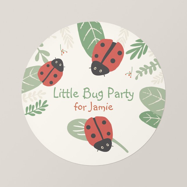 Autocollants ronds pour fête d'enfant Petite Cocci (Ladybird Meadow - Ladybug Birthday Party Sticker)