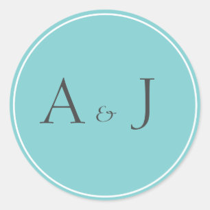 Autocollants ronds solides turquoises