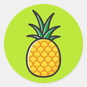 Autocollants Ronds Tropicaux Ananas 