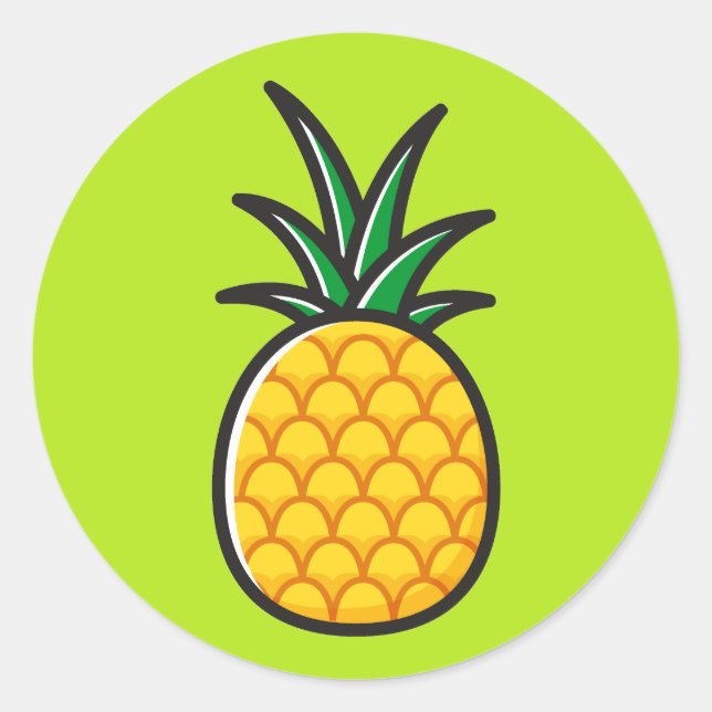 Autocollants Ronds Tropicaux Ananas  (Devant)
