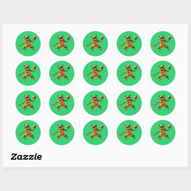 Autocollants ronds verts petits Grenouille de bask (Feuille)