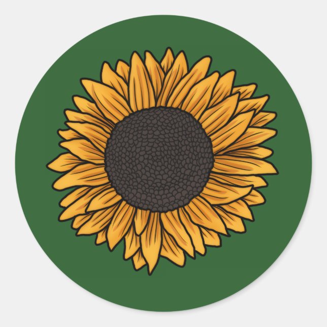 Autocollants ronds verts tournesol (Devant)