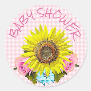 Autocollants roses de BABY SHOWER de tournesol de