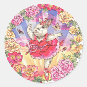Autocollants roses de lapin de ballerine