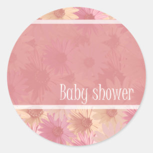 autocollants roses de marguerite de baby shower