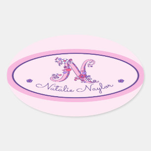 Autocollants roses d'identification de nom fait