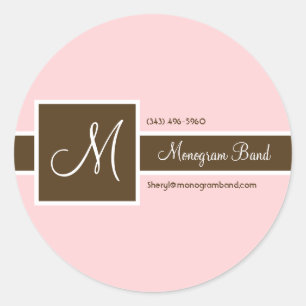Autocollants roses et Brown de bande de monogramme