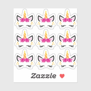 Autocollants roses mignons de licorne d'arc