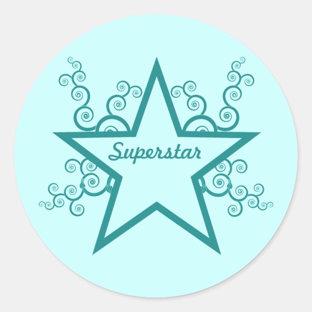 Autocollants Superstar Swirls, Turquoise (Devant)