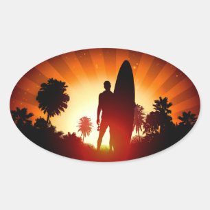 Autocollants Surfer Sunset