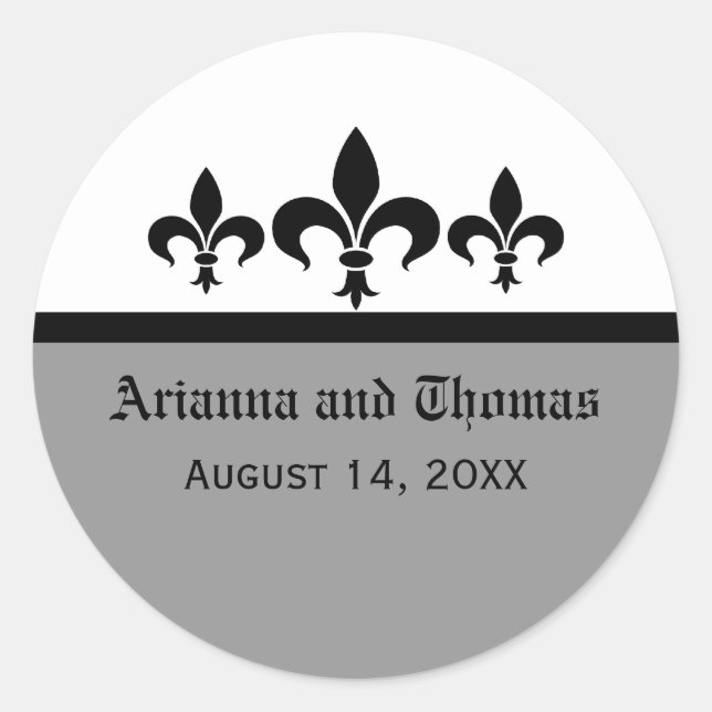 Autocollants Swanky Fleur De Lis, Gris (Devant)