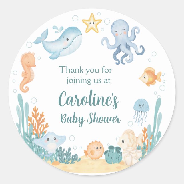 Autocollants Thème Océan pour Baby Shower (Devant)