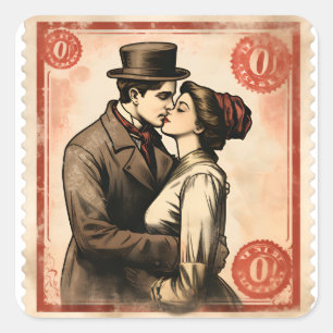 Autocollants timbres rétro romantiques