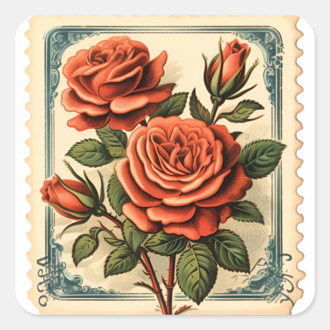 Autocollants timbres Rétro Romantiques (Devant)