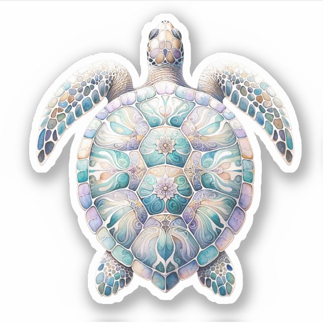 Autocollants Tortue de Mer à l'aquarelle (Devant)