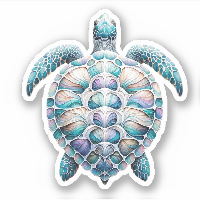 Autocollants Tortue de Mer Aquarelle (Devant)