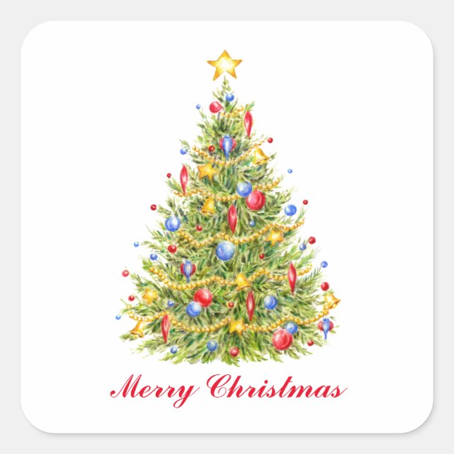 Autocollants traditionnels de joyeux Noël arbre Jo (Devant)