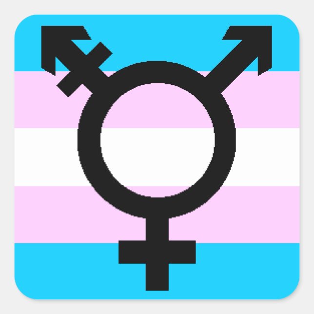 Autocollants Trans Pride - arrondi, avec symbole (Devant)