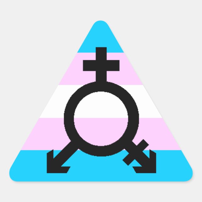 Autocollants Trans Pride - triangle, avec symbole (Devant)