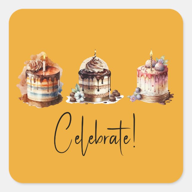 Autocollants Trio Gâteau de Célébration (Devant)