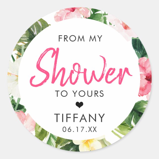 Autocollants Tropical Leaves pour Baby Shower (Devant)