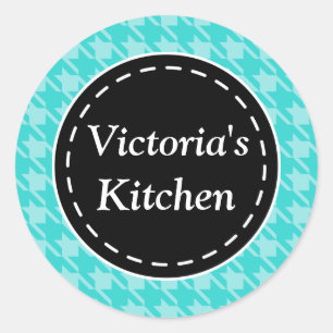 Autocollants Turquoise Houndstooth personnalisés