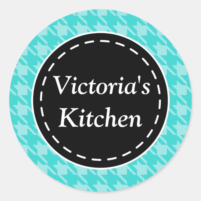 Autocollants Turquoise Houndstooth personnalisés (Devant)