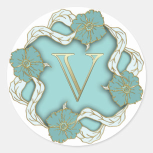 autocollants V initiaux monogramme