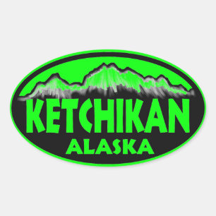 Autocollants vert ovale Ketchikan Alaska