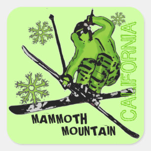 Autocollants verts de skieur de Mammoth Mountain