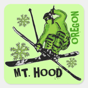 Autocollants verts de thème de skieur de l'Orégo